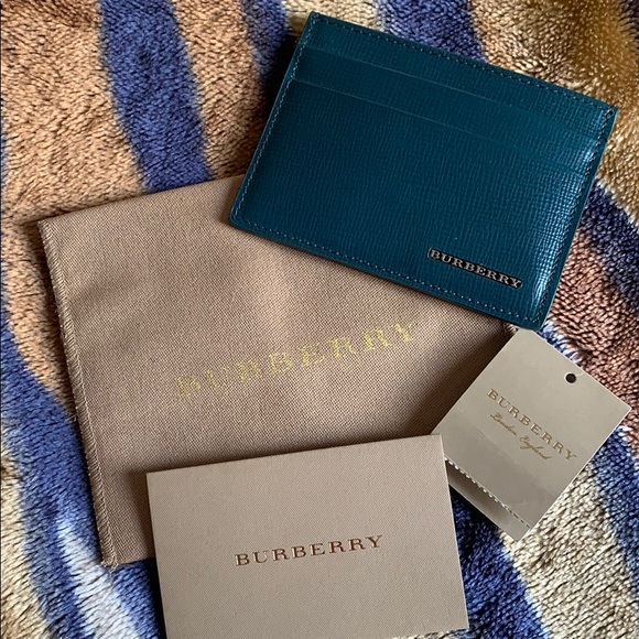 Burberry Teal Card Holder - Picture 1 of 6